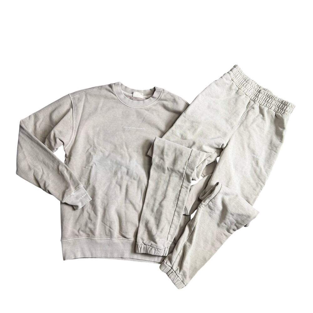 Unlabeled Gray Vintage Wash Matching Jogger Set Women’s S Loungewear